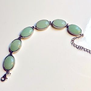 Sterling Silver Green Aventurine Stone Bracelet